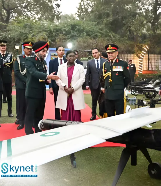 Skynet Intel team presenting drone forensics platform to the President of India on Vijay Diwas 2025